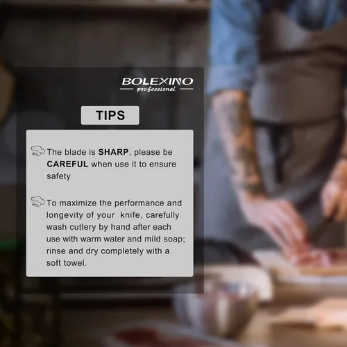 Vista 7 de Cuchillo de carnicero curvado de 8 pulgadas con mango ergonómico, buena nitidez para cortar carne de filete de carne, acero inoxidable japonés