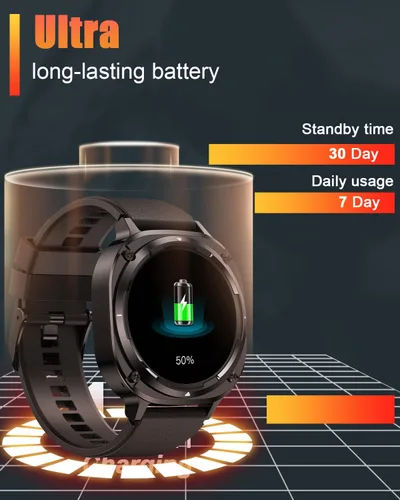 Vista 5 de Relojes inteligentes militares para hombres (contestar/hacer llamadas), reloj de fitness HD de 1.39", monitor de sueño de frecuencia cardíaca 24/7