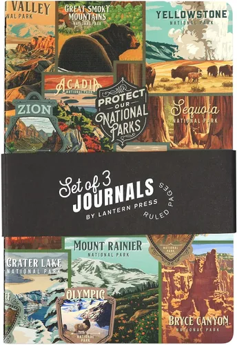 Vista 6 de Lantern Press National Parks Journals, juego de 3 cuadernos rayados