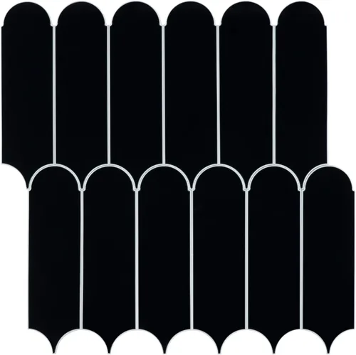 Vista 14 de Black Peel and Stick Backsplash Subway Tile, 12"x12", 6-Sheet Self Adhesive, Faux Ceramic, Glossy, 5.97 SQ.FT, For Kitchen Bathroom