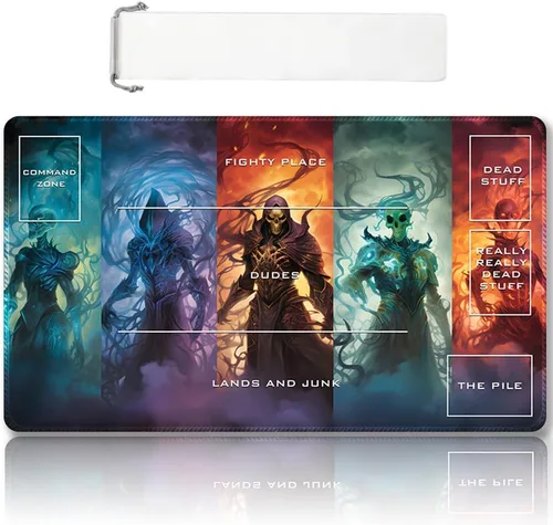 Vista 48 de Tapete de juego MTG cosido de alta calidad con zonas y parte trasera de goma antideslizante, tapete de juego TCG para MTG y otros juegos de cartas