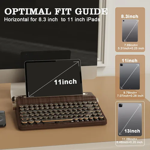 Vista 9 de YUNZII QL75 Wireless Typewriter Hot Swap Retro Mechanical Keyboard,Punk Round Keycaps,RGB Backlit QMK/VIA Programmable, Multi-Device Keyboard with