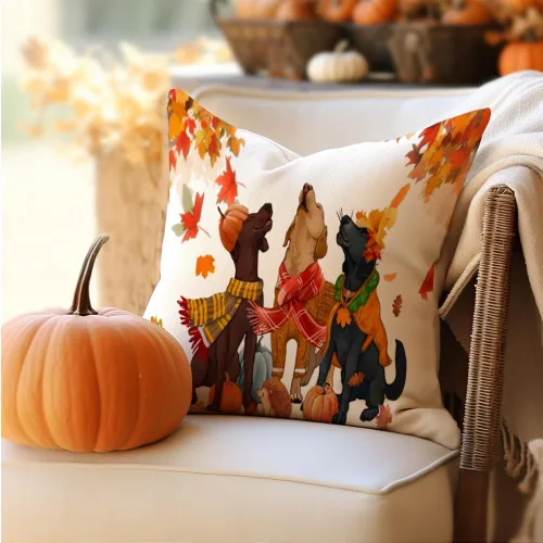 Vista 5 de RABUSOFA Fundas de almohada de otoño de 18 x 18 pulgadas, decoraciones de Negro