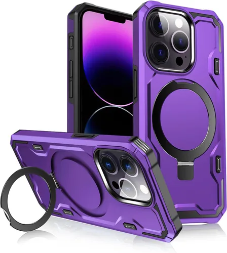 Vista 8 de Funda protectora completa para iPhone 13 Pro de 6.1 pulgadas, compatible con MagSafe, soporte invisible integrado y soporte de anillo, grado MIL