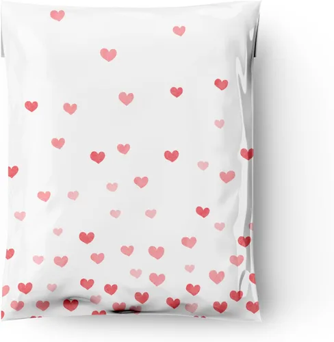 Vista 5 de 100 sobres de polietileno de diseño de corazones que se desvanecen para el día de San Valentín, impermeables, autosellantes, resistentes a