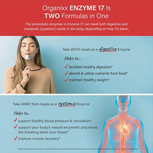 Vista 6 de Organixx Enzima 17 Enzimas digestivas esenciales para mujeres y hombres, para la salud intestinal y la salud digestiva óptima, apoyo