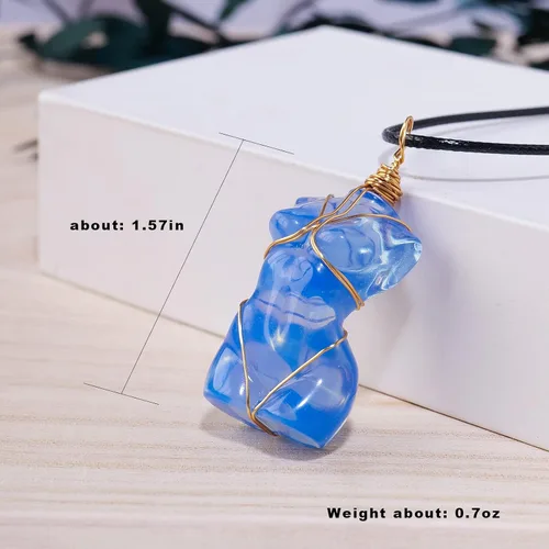 Vista 2 de Apengshi Modelo de tallado de cristal de ópalo azul natural, piedra espiritual, purificación, carga, cuerpo de carga, arte femenino, encanto, arte