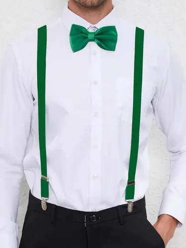 Vista 31 de habibee Color sólido para hombre en forma de Y con clips fuertes tirantes ajustables