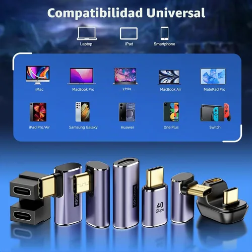 Vista 7 de Adaptador USB C 7Pack, 100W 40Gbps 8K60Hz, 90 y 180 grados/ángulo recto/recto
