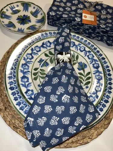 Vista 5 de Taran Juego de 12 servilletas de algodón con estampado de flores, 18 x 18 pulgadas, 100 % naturales, reutilizables, para cenas, eventos, bodas