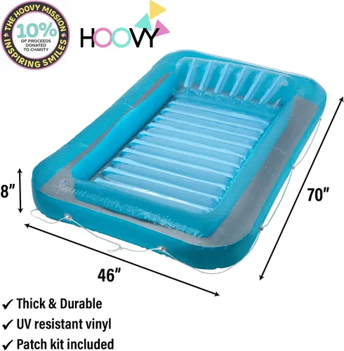 Vista 7 de Flotador inflable azul para tumbona de bronceado – Piscina personal con almohada – 13 años +