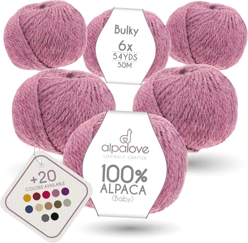 Vista 48 de Set de Lana Abultada (6 x 50 g) Súper Suave de Alpaca Bebé para Tejer Antracita 300 Metros