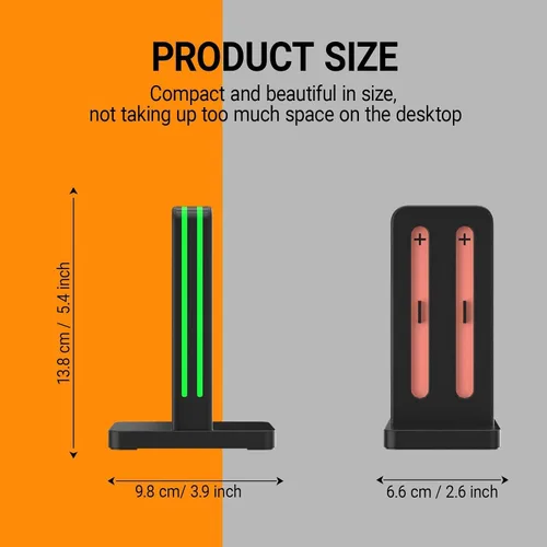 Vista 8 de Base de carga compatible con controladores Nintendo Switch 2 Joy Con, estación de carga Switch 2 con indicación LED y cable de carga, color negro