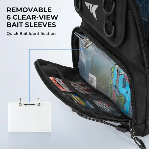 Vista 4 de KastKing Bolsa de Pesca con Eslinga BaitSpace, Mochila de Pesca con Soporte para Caña y Bebidas, Bolsa de Aparejos para Equipo de Pesca