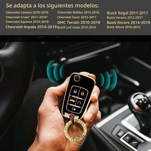 Vista 6 de Vrasly Compatible con funda para llavero Chevy con cordón para llavero Negro