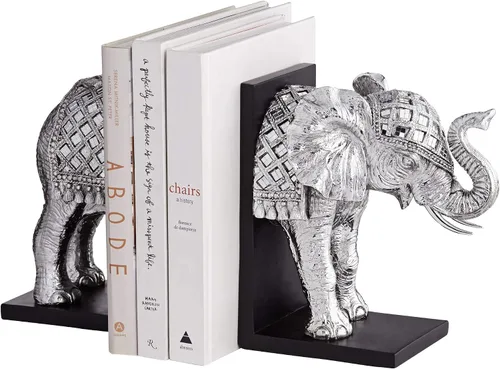 Vista 2 de Elefante 9 1/4" de alto plata extremos para libros - Dahlia Studios