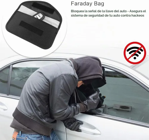 Vista 8 de Bolsa de bloqueo de señal, bolsa de protección con GPS RFID Faraday, funda de protección para teléfono celular y llavero de automóvil, antirastreo