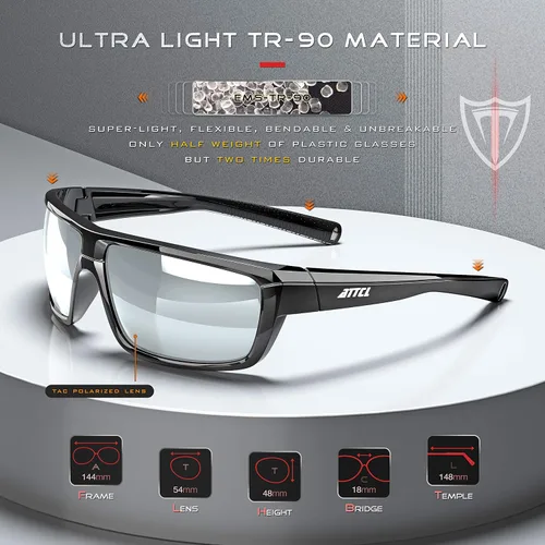 Vista 3 de ATTCL - Gafas de sol polarizadas para hombres - Gafas deportivas de pesca 100% protección UV