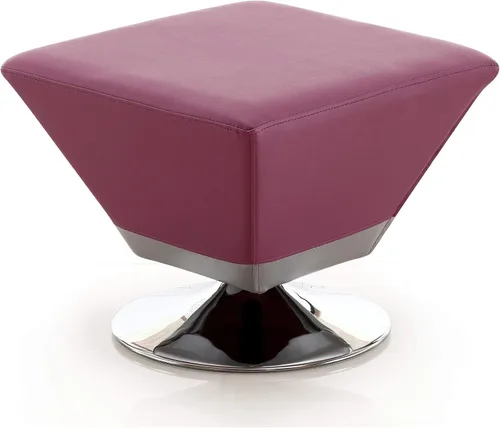 Vista 7 de Manhattan Comfort Diamond - Otomana giratoria de 360°, tapicería de cuero vegano, parte superior cuadrada biselada con elegante base cromada Azul