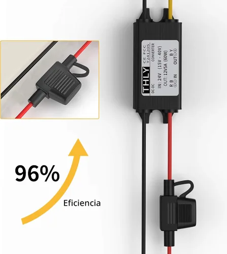 Vista 6 de Convertidor de 24 V a 12 V, convertidor descendente CC-CC, convertidor de voltaje de potencia de 5 A 60 W con fusible impermeable, transformador