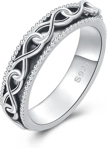 Vista 31 de YAFEINI Anillo giratorio de plata de ley para mujer, nudo celta, girasol, margarita, corazón, árbol de la vida, joyería de regalo para mujeres