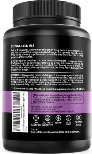 Vista 6 de MEDCHOICE Paquete de suplemento de melatonina para dormir (90 unidades) y cerebro nootrópico (120 unidades) - Dúo de bienestar para dormir, cerebro
