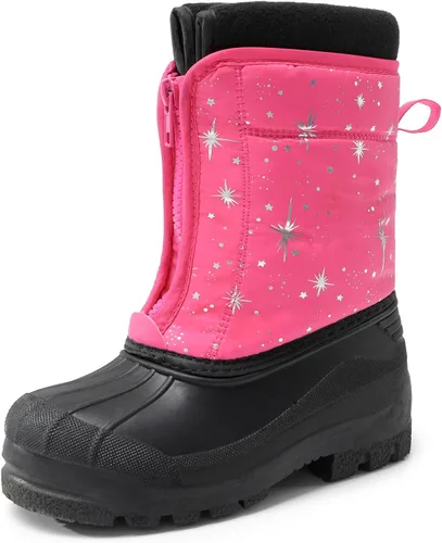 Vista 8 de DREAM PAIRS Botas impermeables de nieve de invierno para niños y niñas, para niños pequeños/grandes Negro