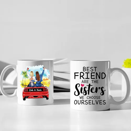 Vista 4 de Taza de café con texto en inglés "Best Friends Are The Sisters We Choose Ourselves We Choose Ourselves para mujeres, mejores amigas, taza de café