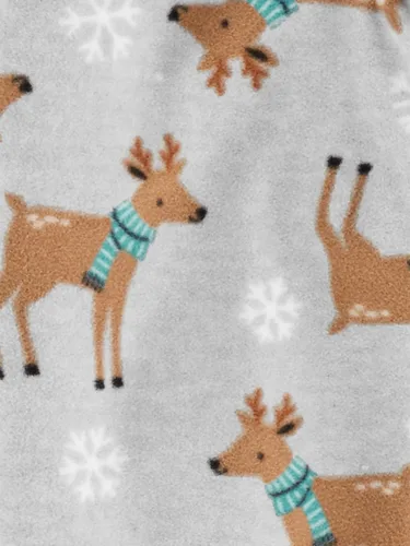 Vista 2 de Simple Joys by Carter's Pijama unisex de forro polar con pies de ajuste holgado y resistente al fuego para niños Papá Noel verde/reno gris jaspeado