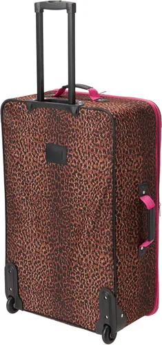 Vista 2 de Rockland Vara Softside - Equipaje vertical, leopardo rosa, juego de 3 piezas (202228), Pink Leopard, Vara Softside Juego de equipaje vertical de 3