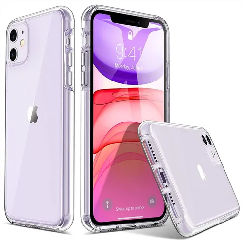 Vista 13 de ULAK Funda transparente compatible con iPhone 11 con borde de color, borde negro