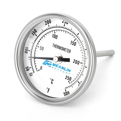 Vista 9 de MEANLIN MEASURE - Termómetro bimetálico de 1/2" NPT, esfera de 3.3", tallo de acero inoxidable de 1-7/8", precisión del 2%, montaje trasero central