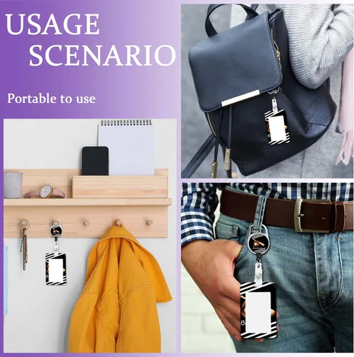 Vista 7 de Soporte para tarjetas de identificación con cordón, cordones de béisbol para tarjetas de identificación, soporte retráctil para tarjetas