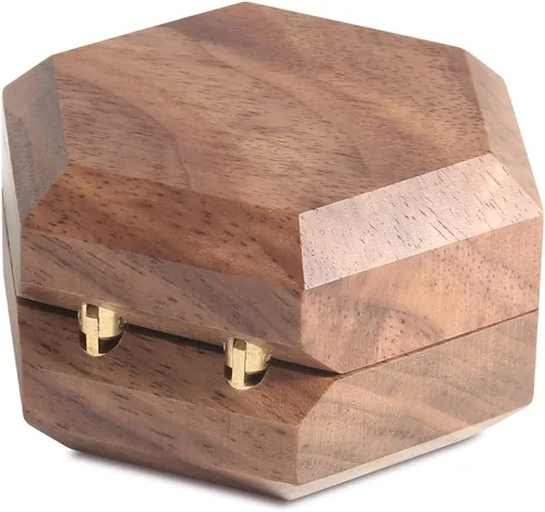 Vista 5 de Caja de madera para anillos para propuestas y anillos de compromiso, perfecta para anillos de compromiso, caja de regalo para anillos pequeños