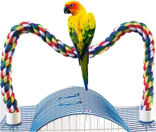 Vista 12 de Perca para pájaros, perca de cuerda para pájaros y percha de cuerda, perchas para pájaros para jaula, perca de cuerda para conures, loros, cacatúa