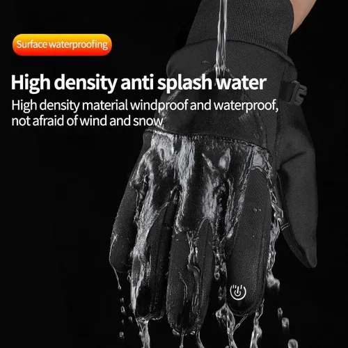 Vista 3 de Guantes de invierno con pantalla táctil para hombres y mujeres, para correr, ciclismo, conducción, guantes cálidos en clima frío para ciclismo