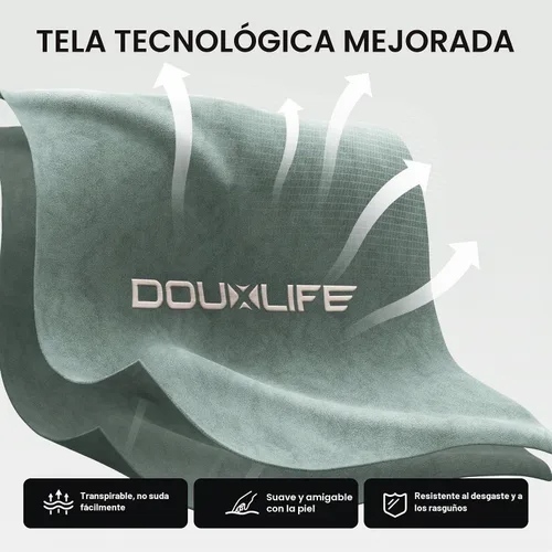 Vista 4 de Douxlife Silla de juegos de tela Tech, silla de computadora de oficina de Verde