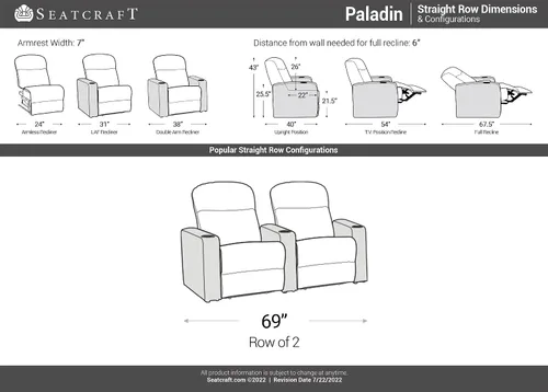 Vista 2 de Seatcraft Asientos de cine en casa Paladin fila negra de 2 Negro