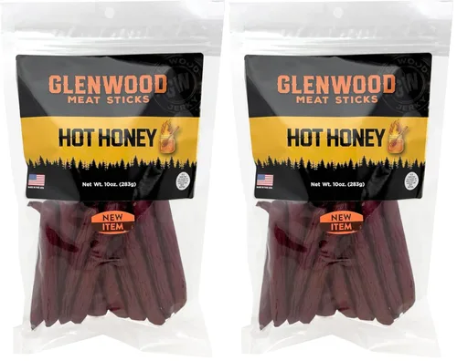 Vista 4 de Glenwood - Palitos de carne altos en proteínas, mini palitos de carne en bolsa resellable de 10 onzas (miel caliente)