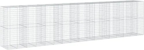 Vista 28 de vidaXL Cesta de gavión con tapa, 39.4 x 19.7 x 39.4 pulgadas, hierro galvanizado rectangular, resistente a la intemperie, montaje sin herramientas