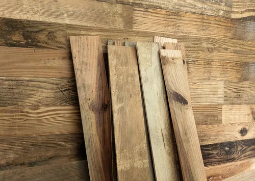 Vista 8 de COLAMO Lujo 10 piezas de tablones de madera de granero reciclada de madera real para despegar y pegar, paneles de madera rústicos autoadhesivos