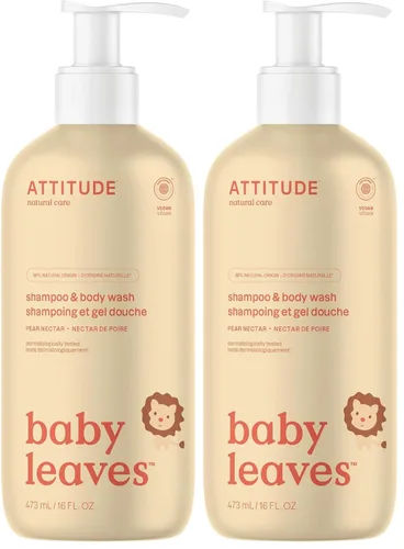 Vista 9 de ATTITUDE Champú y gel de baño 2 en 1 para bebé, verificado por EWG, dermatológicamente probado, vegano, néctar de pera, 16 onzas líquidas