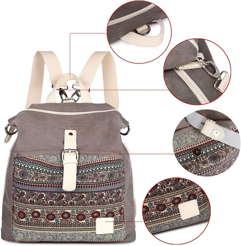 Vista 5 de Mochila casual y moderna para mujeres, ligera, con correas para los hombros, ideal como bolsa de viaje o mochila para el uso diario