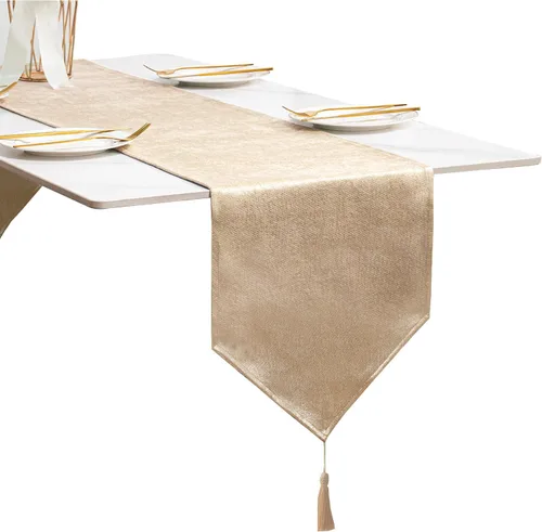 Vista 33 de BALCONY & FALCON Camino de mesa con borlas, lavable a máquina, caminos de mesa decorativos de lujo para el hogar para comedor, fiestas, banquetes
