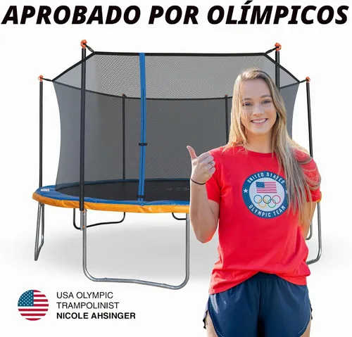 Vista 8 de Sportspower Trampolín para exteriores con red de seguridad, 15 pies