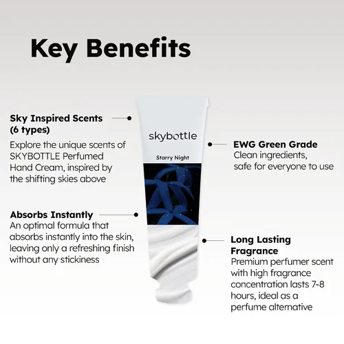 Vista 4 de Skybottle Crema de manos, manteca de karité y ácido hialurónico, jazmín y almizcle, 1.7 onzas Moisturizing care for dry hands, Fast-absorbing