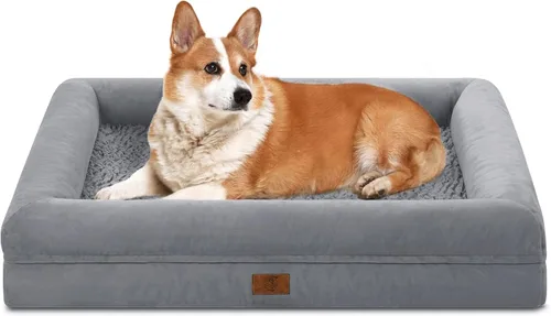 Vista 17 de Cama ortopédica grande para perros, cama impermeable para perros con funda extraíble, sofá suave para mascotas con 4 lados extraíbles y base