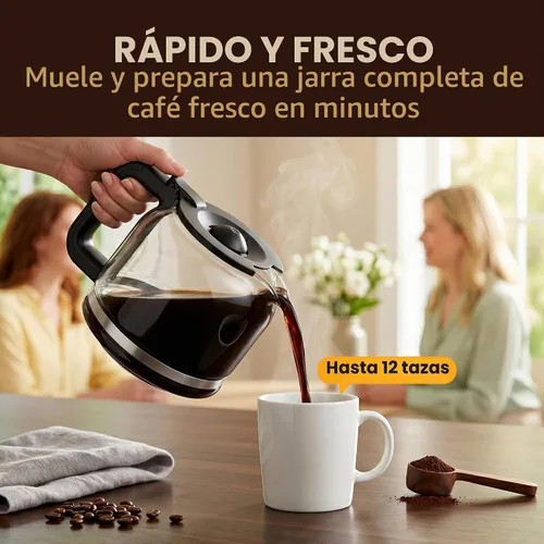 Vista 10 de Elite Gourmet Cafetera de 12 tazas con molinillo integrado, niveles gruesos Acero inoxidable y negro