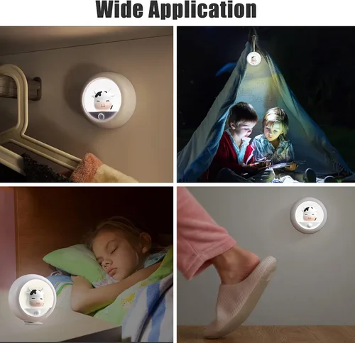Vista 9 de AIMILAR Luz nocturna, luz recargable con sensor de movimiento con brillo ajustable y 3 opciones de montaje, luces nocturnas ideales para niños