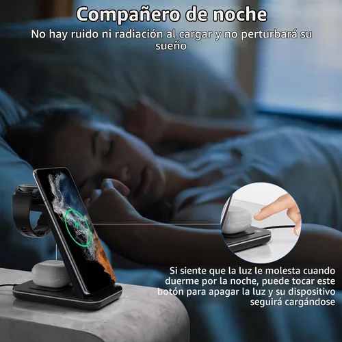Vista 7 de Cargador inalámbrico para Samsung, estación de carga rápida 3 en 1 para Samsung Galaxy S23/S22/S21/S20/S10/Note 20/10, soporte de carga inalámbrico